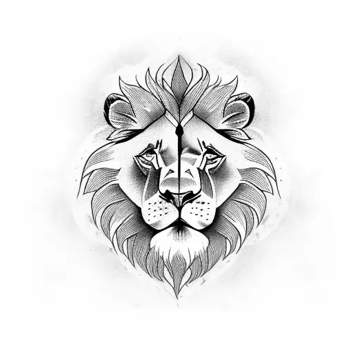 Half Lion Head With Half Wolve Head