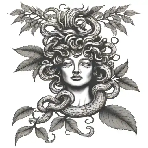 Medusa Gorgon Snake Hair Olive Branches