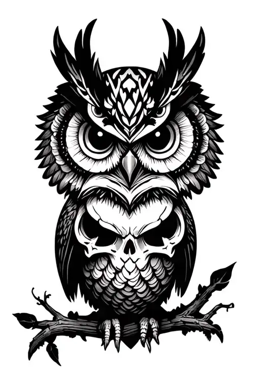 Owl With Skull Instead Of The Body Shaped Like
