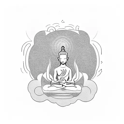 A Silhouette Of A Person Meditating On Top Of The Word 'Deus' Surrounded By Nature