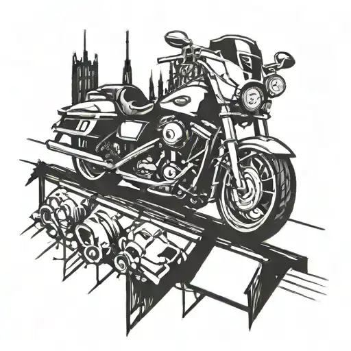 A Harley Motorcycle Transforming Into A Power Line Tower