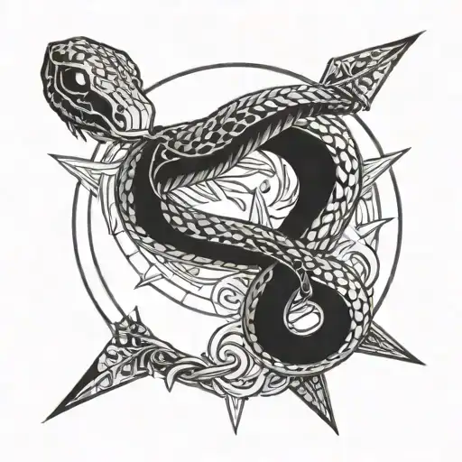Snake Ouroboros With Arrow Piercing
