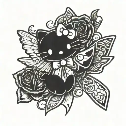 Hello Kitty Bow Angel And Devil