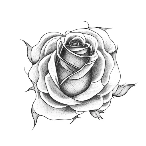 A Blackwork Tattoo Of A Rose Surrounded By Withering Petals