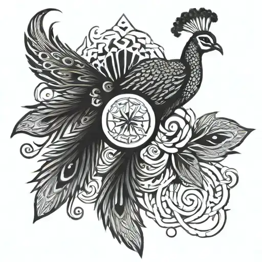 Peacock And Trident Intertwined