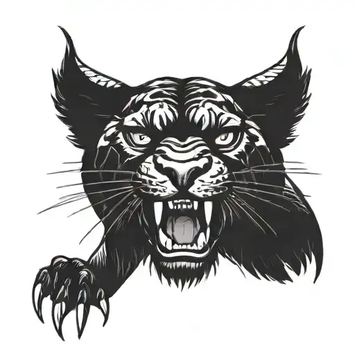 Panther Growling While Looking Straight Ahead With The Word Sacrifice In Its Mouth