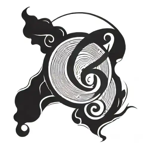 A Tattoo Of A Vinyl Record With A Stylized Clef Symbol In The Center