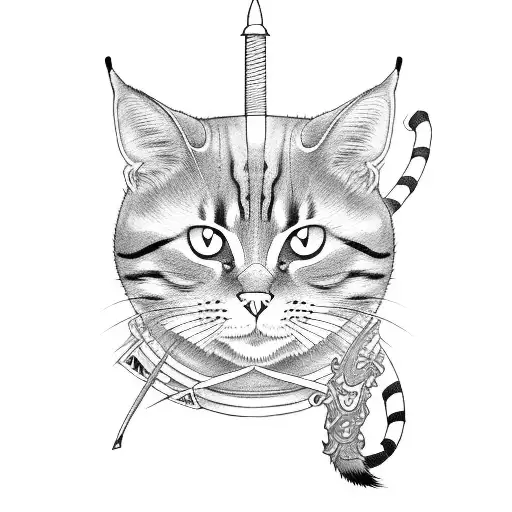 Samurai Cat Wielding A Katana