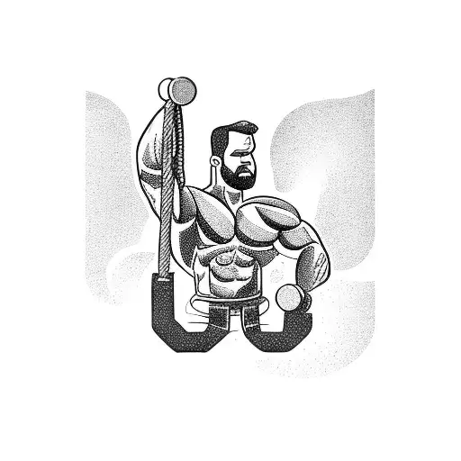 A Muscular Figure Lifting Weights With A Mafia Symbol Incorporated In The Design