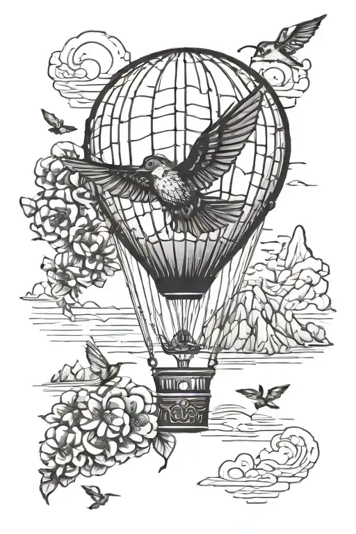 Air Balloon Mountains Ocean Hummingbird Honeybee