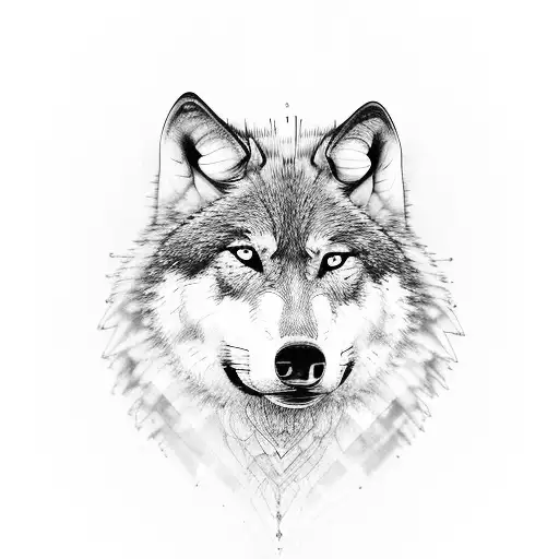 Wolf Half Realistic Half Geometric