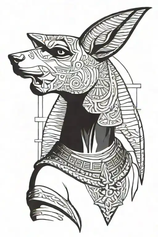 Anubis Holding Egyptian Cross