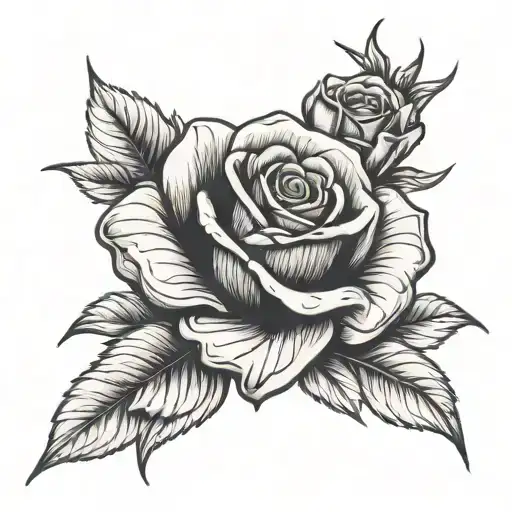 Rose Tattoo That Incoporates A Name Written