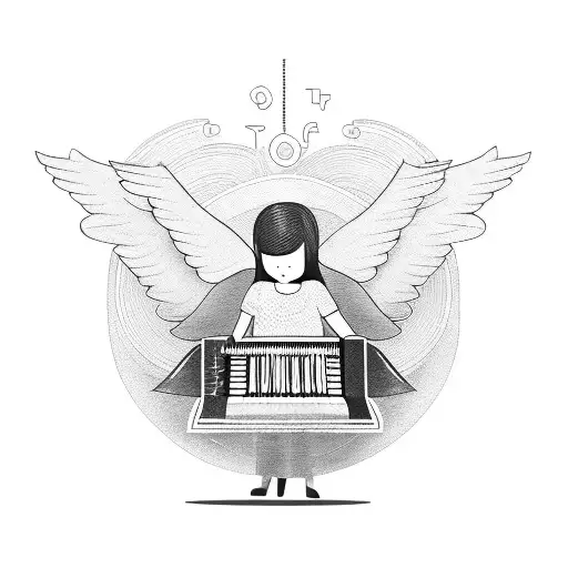 An Angel Playing A Keyboard Made Of Money Notes