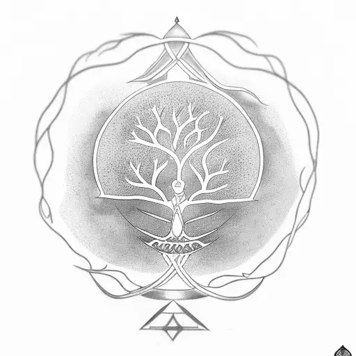A Bodhi Tree Enclosed By An Ouroboros