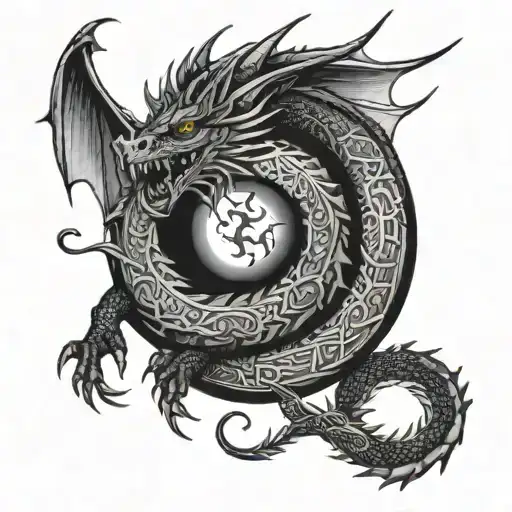 Dragon With Paranormal Order Rituals And Half Moon