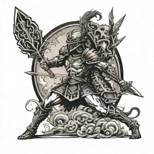 A Warrior Fighting Against An Unseen Enemy Representing The Battle Of Life