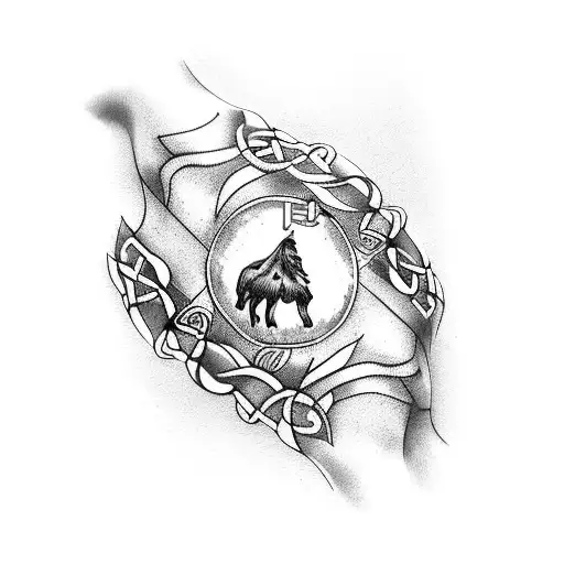 Celtic Band With Forest Growing Out Of It Around Wrist And Forearm