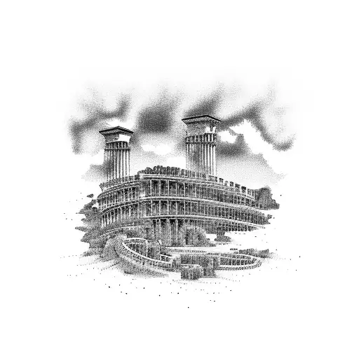 Motocross Track With Roman Ruins In The Background