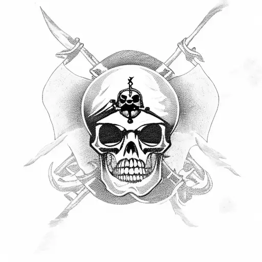 A Pirate Ship Sailing Through A Stormy Sea With A Skull And Crossbones Flag