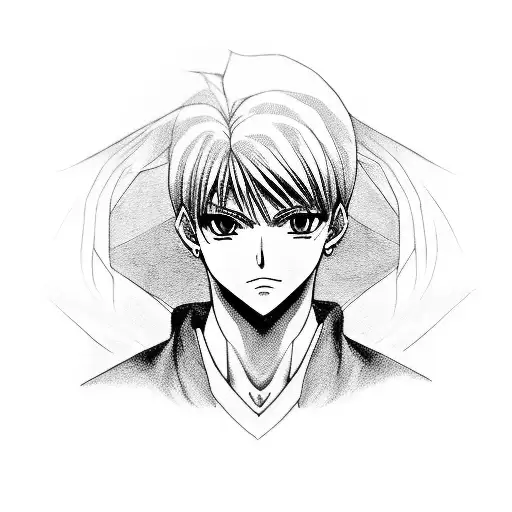 A Detailed Portrait Of Kurapika From Hunter X Hunter With Intricate Blackwork Shading