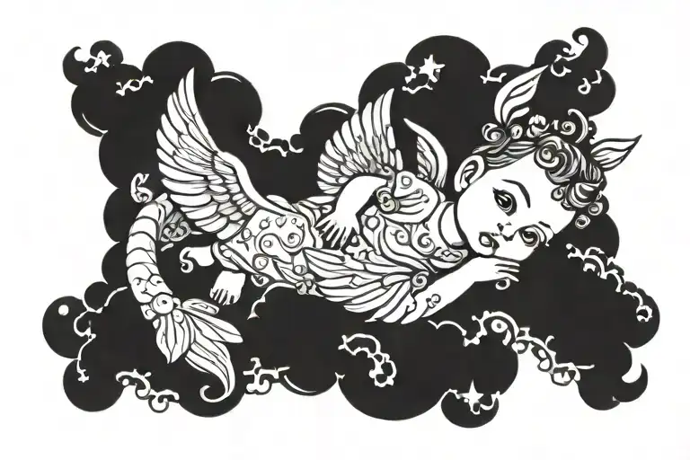Cherub Lying On A Cloud