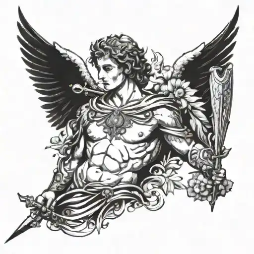 Angel Pierced Through The Chest By A Renaissance Style Spear