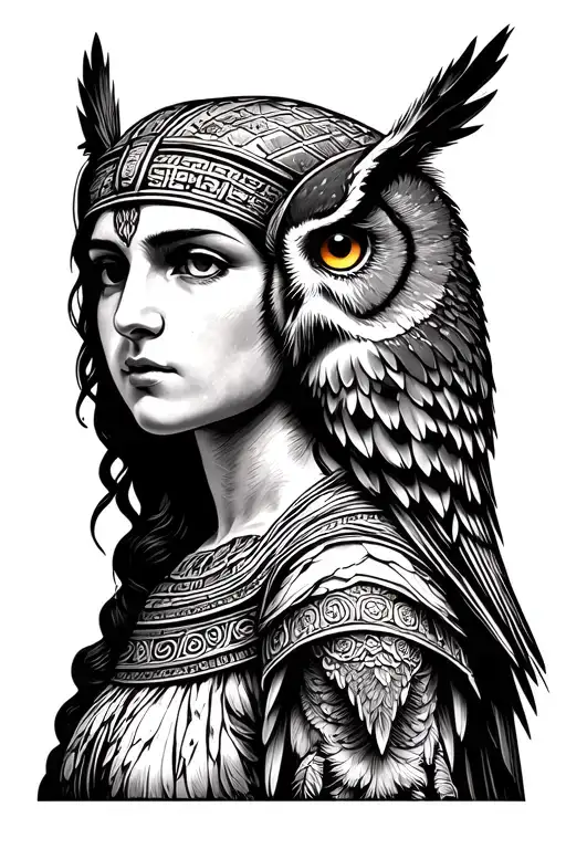 Greek Goddess Athena With An Owl