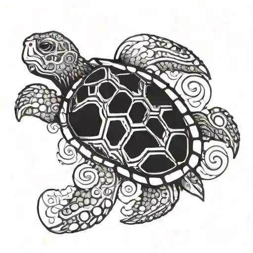 A Psychedelic Goa-inspired Turtle Design Incorporating Elements Of Psytrance Music