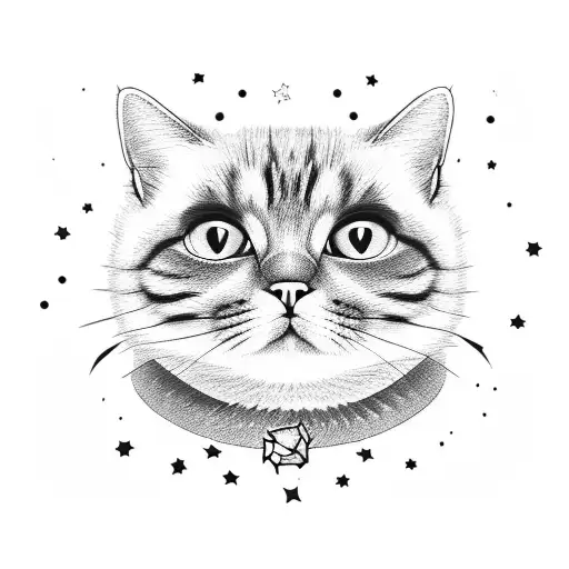 A Cute Cat Surrounded By Stars