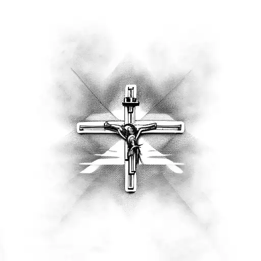 Sharp Crucifix Metallic Ghotic Dark Paralel Lines