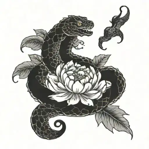 Peonies And A Big Snake