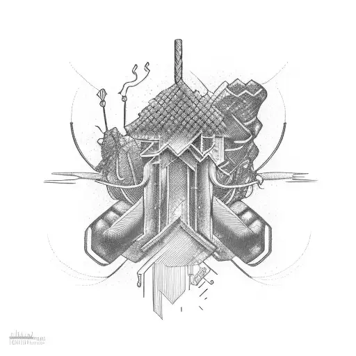 A Roofing Hammer And An Electrical Wire Forming An Abstract Pattern