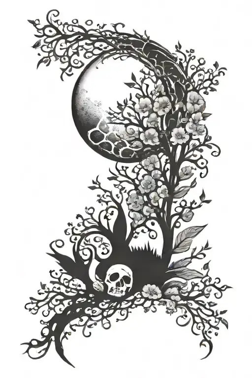 Negative Space Tattoo With A Moon