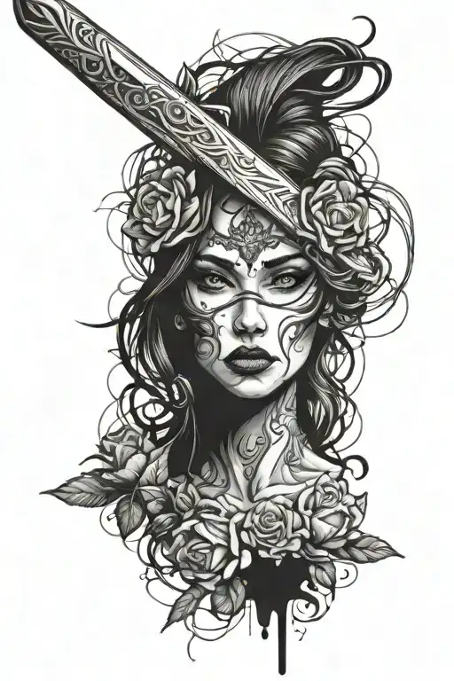 Womens Face And A Sword