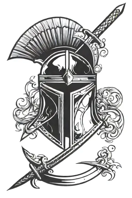 Spartan Helmet With Sword