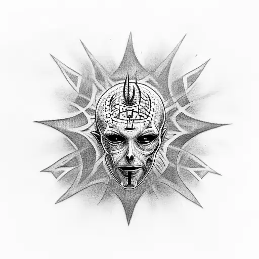 A Tattoo Design Combining Elements Of Pinhead From Hellraiser And A Haunting Tree
