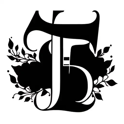 Letter F And The Number 5 Intertwined