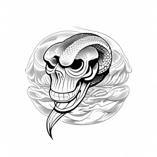 Snake Coming Out Of A Skull's Eye