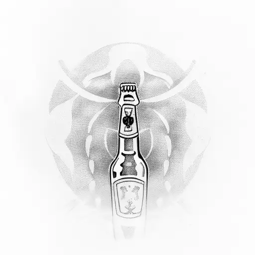 Beer And Wine Bottle Intertwined With Wedding Rings