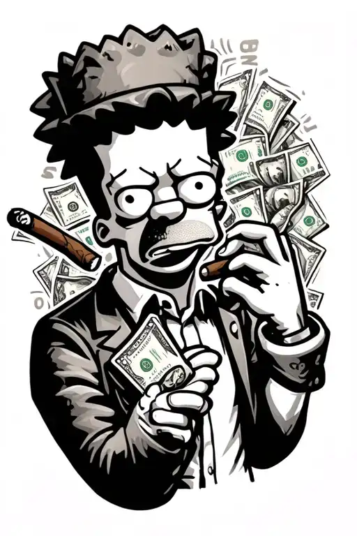 Bart Simson With Cigar And Money