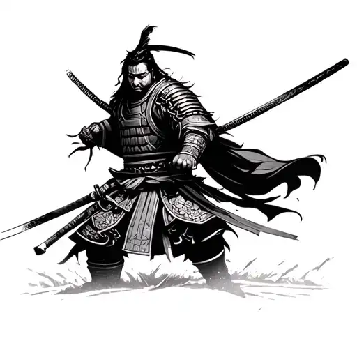 Samurai Warrior Seeking Revenge In A Battlefield