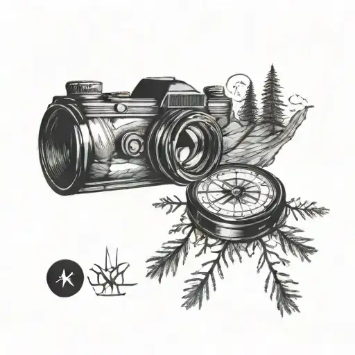 Camera Lens Morphing Into A Compass With A Forest Landscape Inside