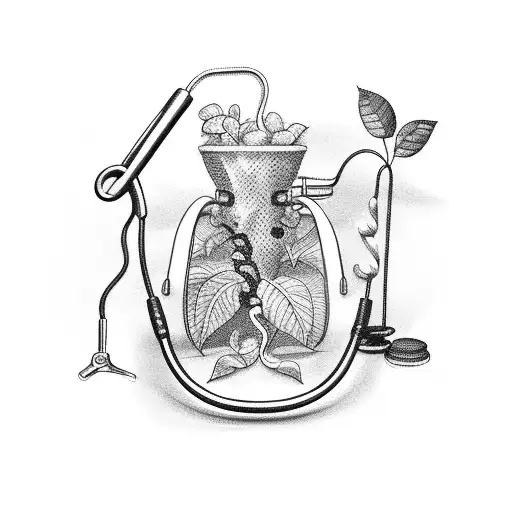 A Veterinarian's Stethoscope Intertwined With A Coffee Plant