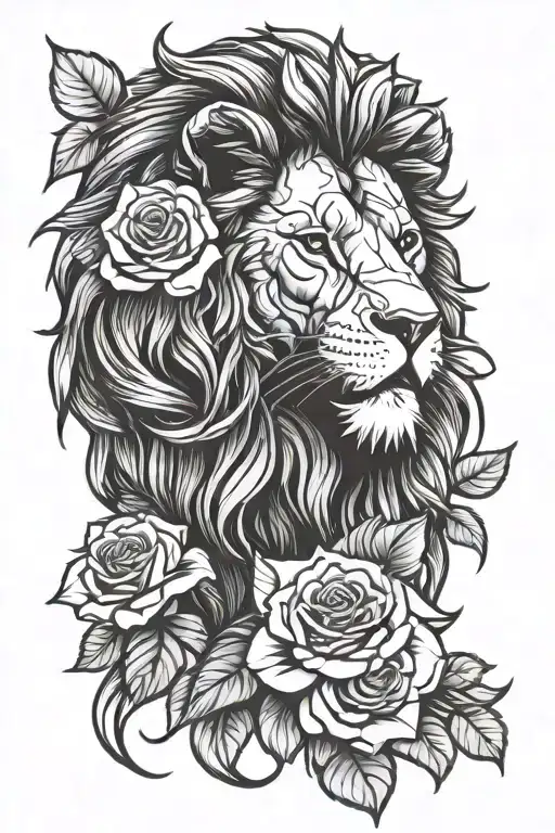 Lion And Roses