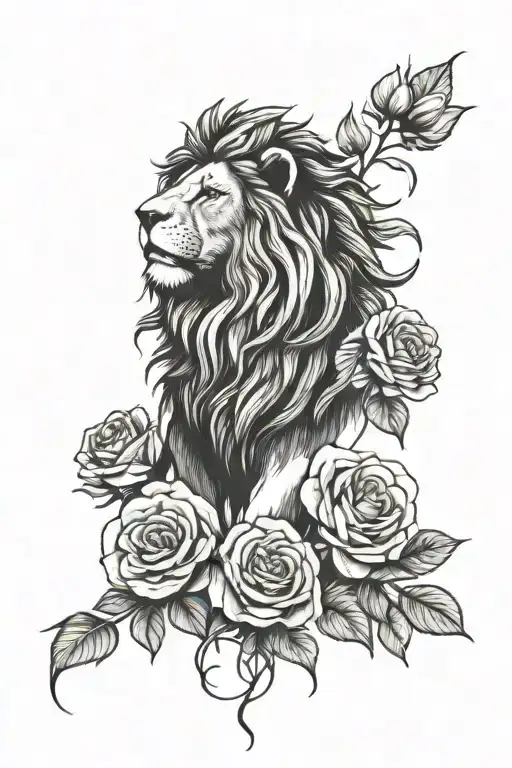 Lion And Roses