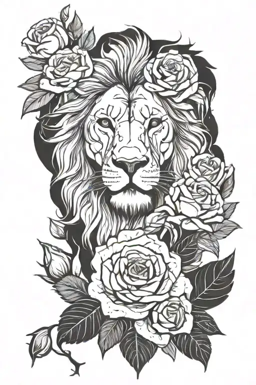 Lion And Roses