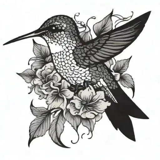 Hummingbird And Flowers