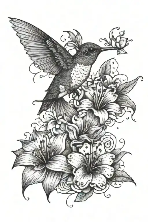 Hummingbird And Flowers