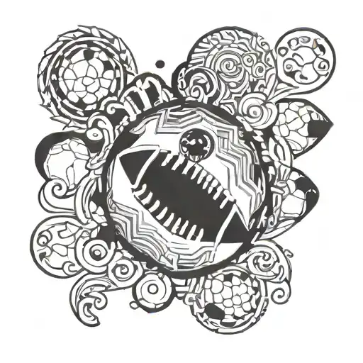 An Intricate Design Combining Football Elements With Symbols Of Family And God